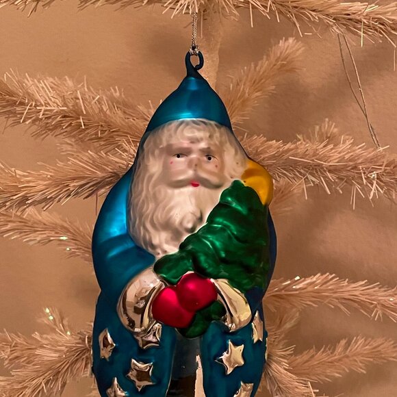 Vintage Department 56 Mercury Glass Starry Santa Holiday Christmas Ornament - Picture 4 of 5